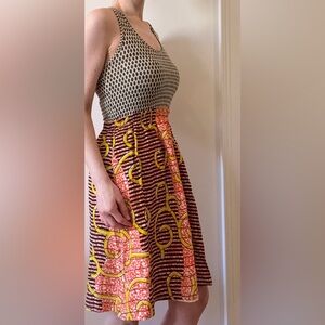 Porridge Flight of the Bees Sleeveless Midi Dress with 100% silk skirt portion